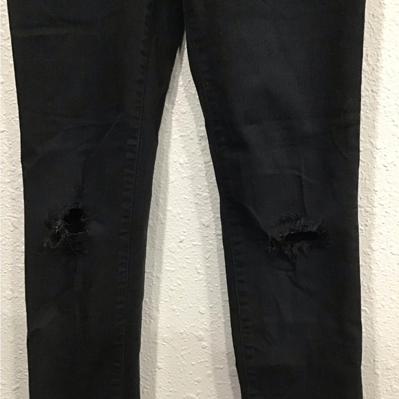 J.Crew Lookout High Rise Skinny Jeans Sz 27 Black Distressed Knee Stretch Denim - Picture 3 of 7